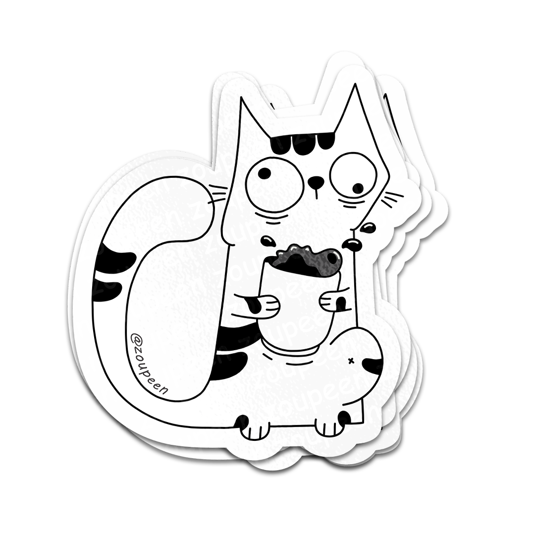 Caffeine Kitty Sticker