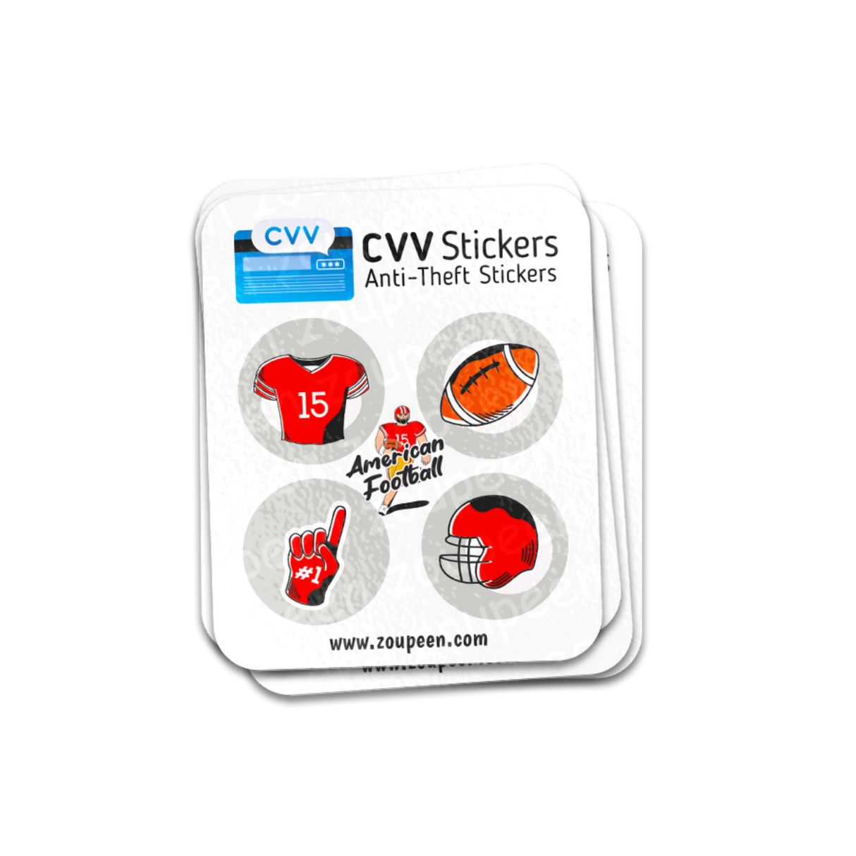 CVV Anti-Theft Stickers: American Football