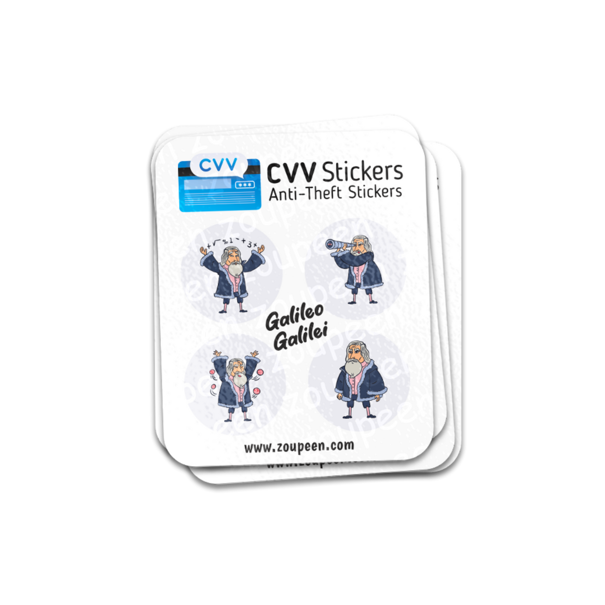 CVV Anti-Theft Stickers: Galileo Galilei Set
