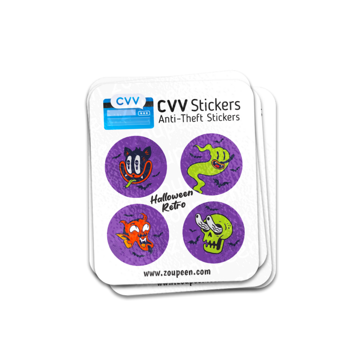 CVV Anti-Theft Stickers: Halloween Retro Set