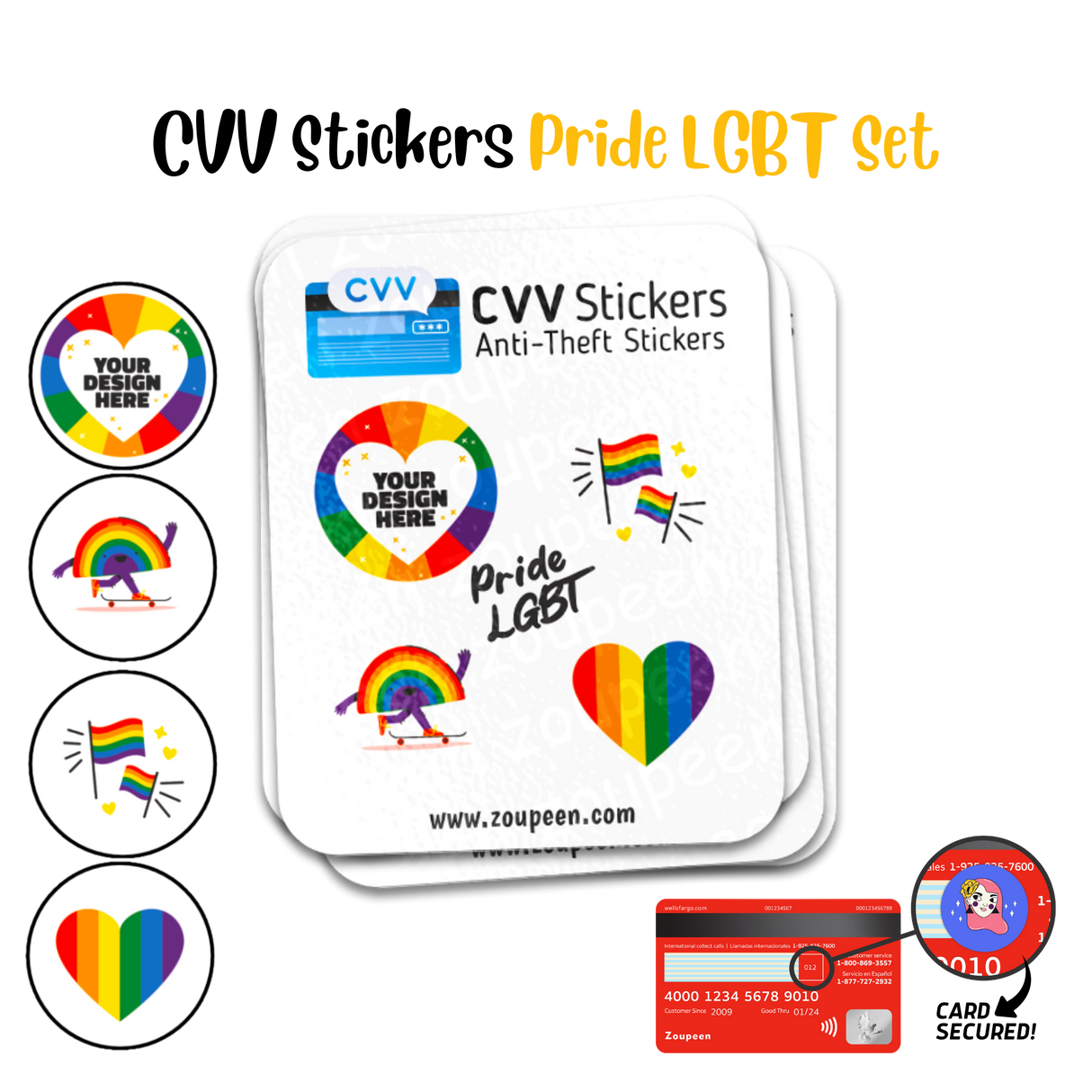 CVV Anti-Theft Stickers: Pride LGBT Set