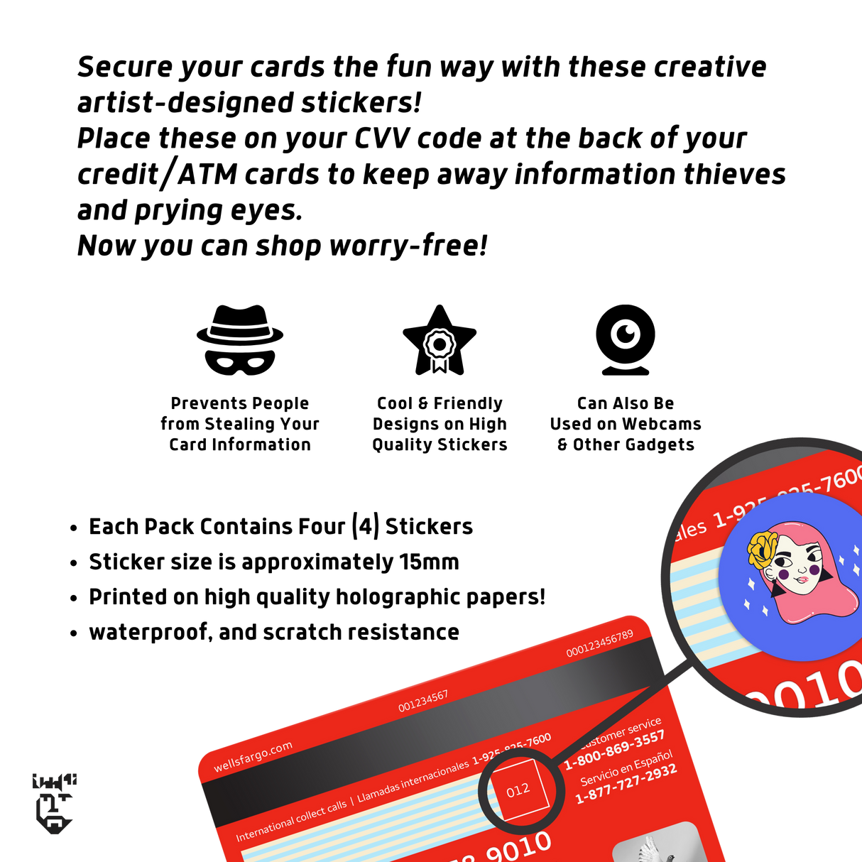 CVV Anti-Theft Stickers: Cat Set