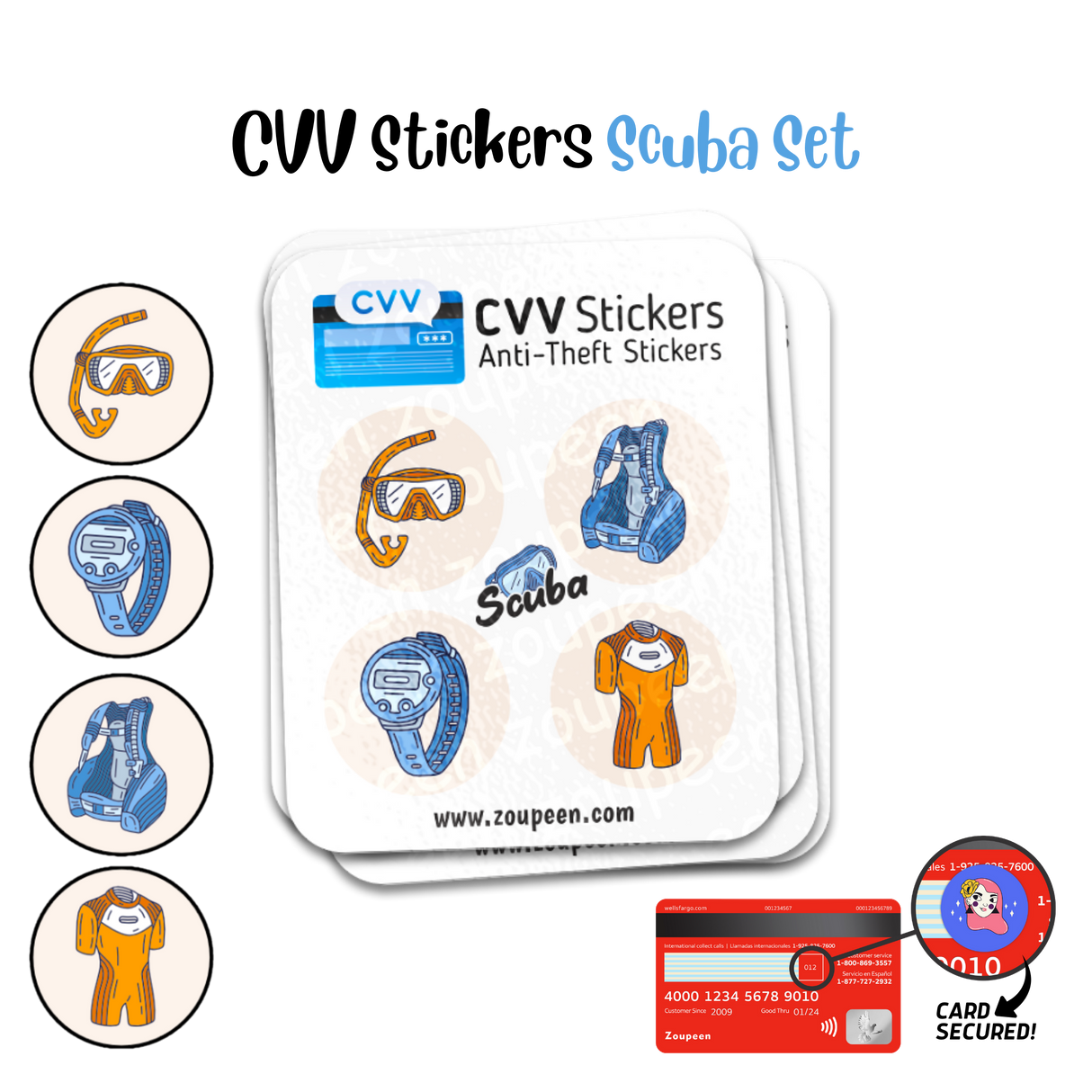 CVV Anti-Theft Stickers: Scuba Set