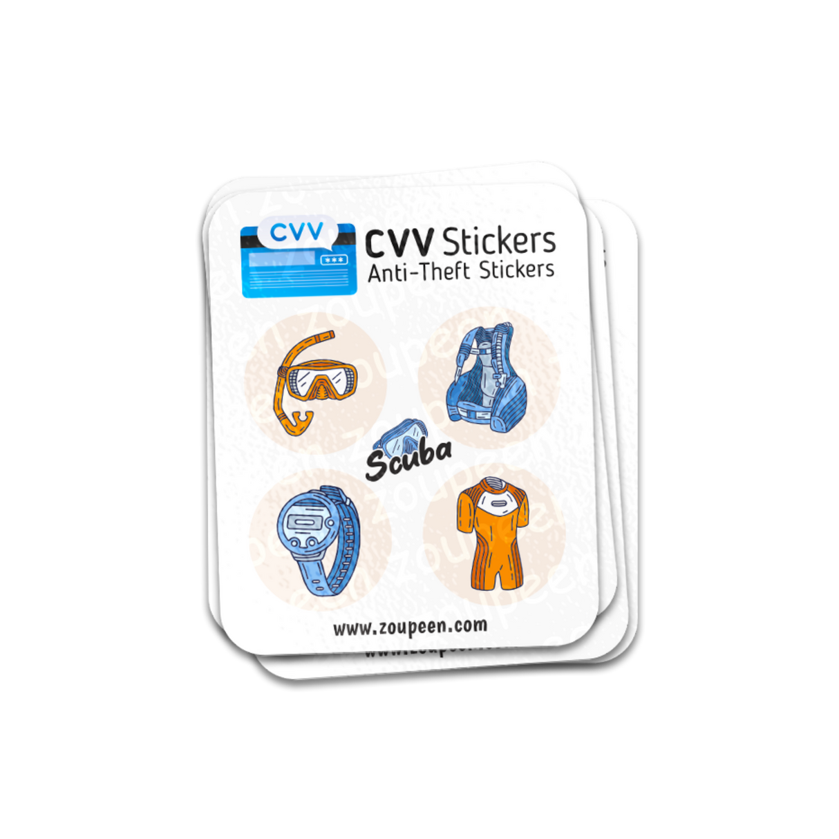 CVV Anti-Theft Stickers: Scuba Set