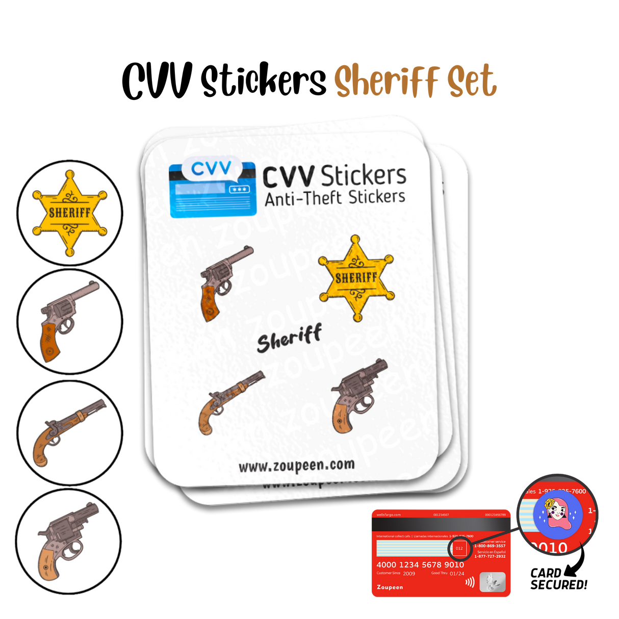 CVV Anti-Theft Stickers: Sheriff Set