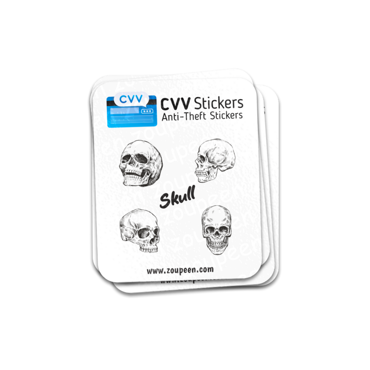 CVV Anti-Theft Stickers: Skull Set