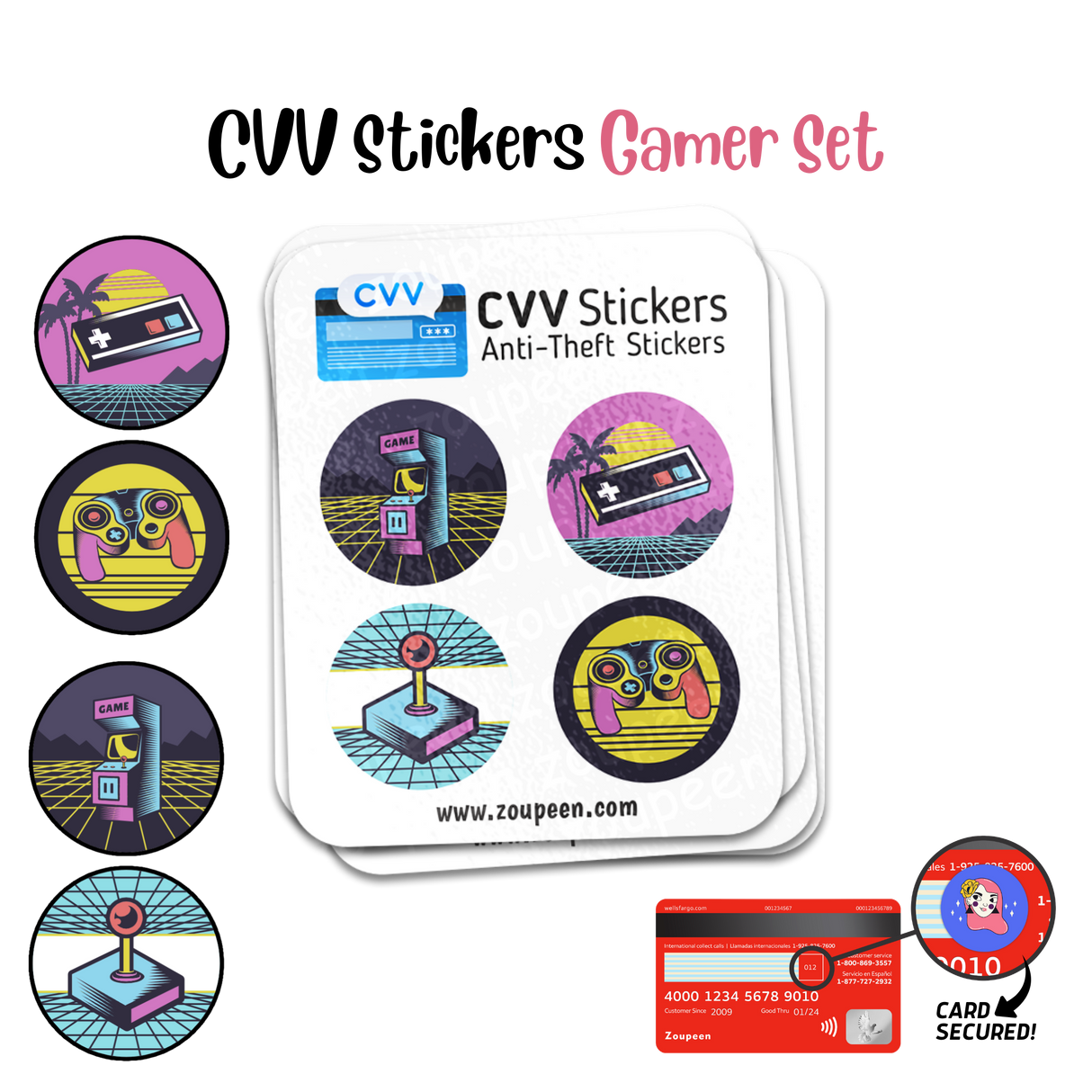 CVV Anti-Theft Stickers: Gamer Set