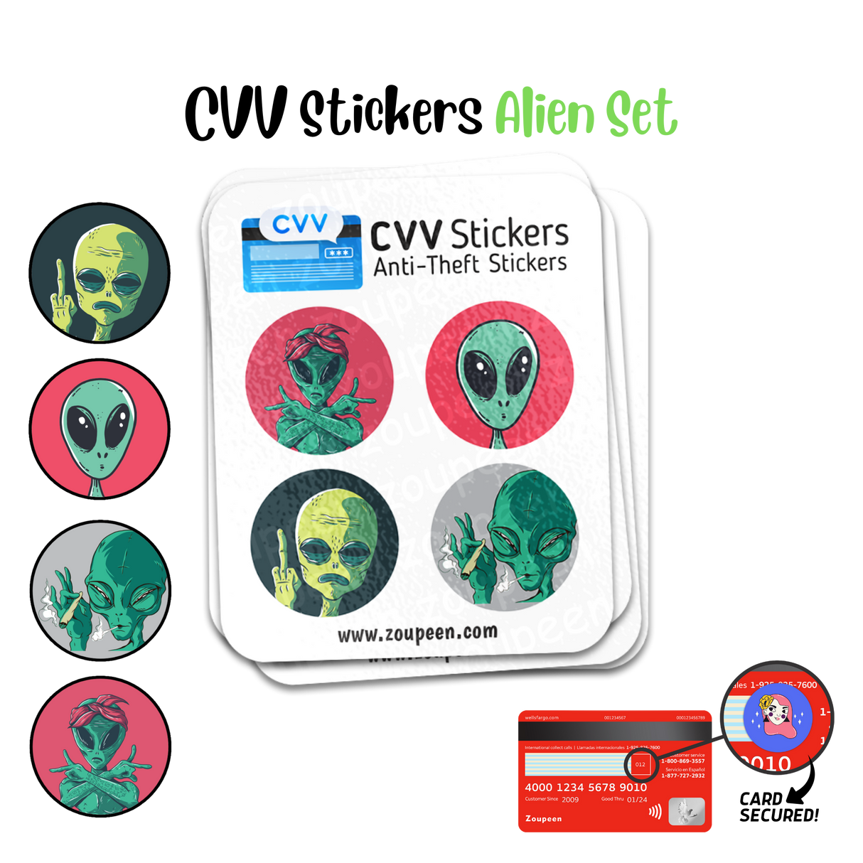 CVV Anti-Theft Stickers: Alien Set
