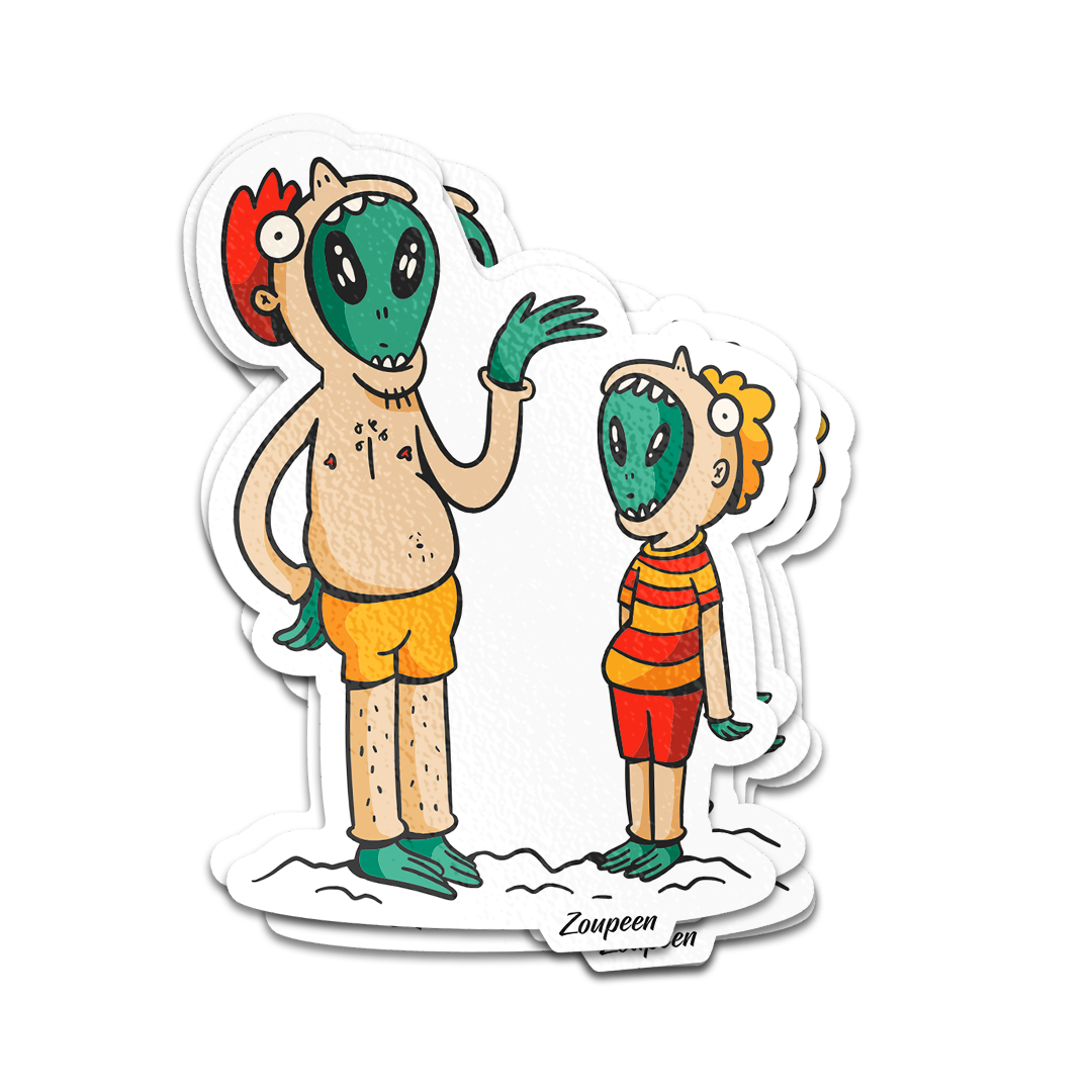 Alien Beach Day Sticker