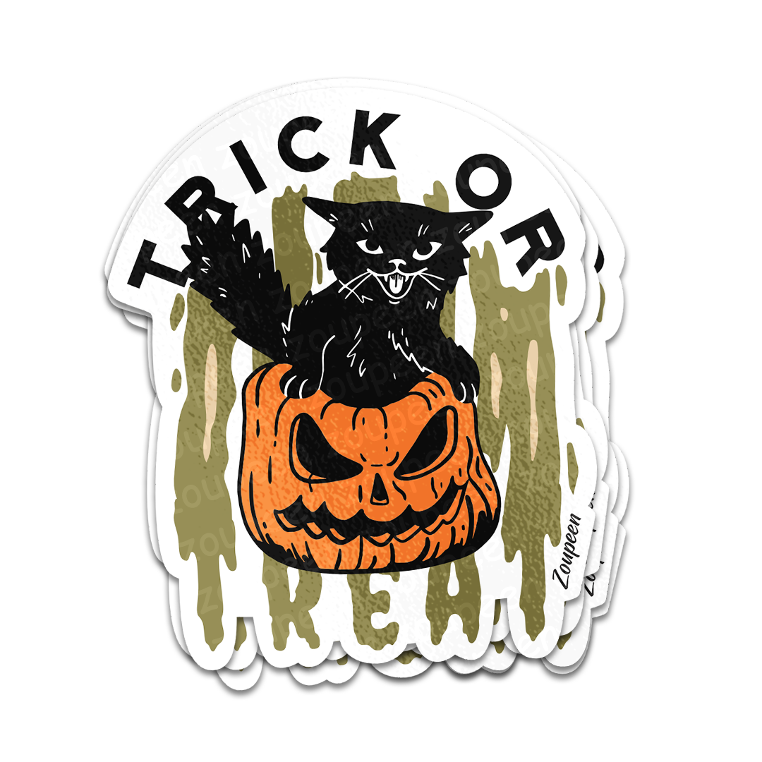 Trick or Treat Cat Sticker