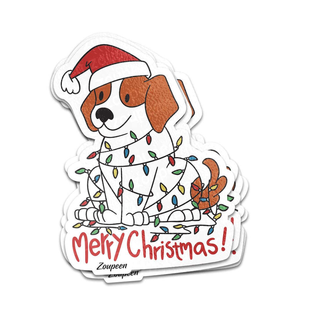 Merry Christmas Dog Sticker