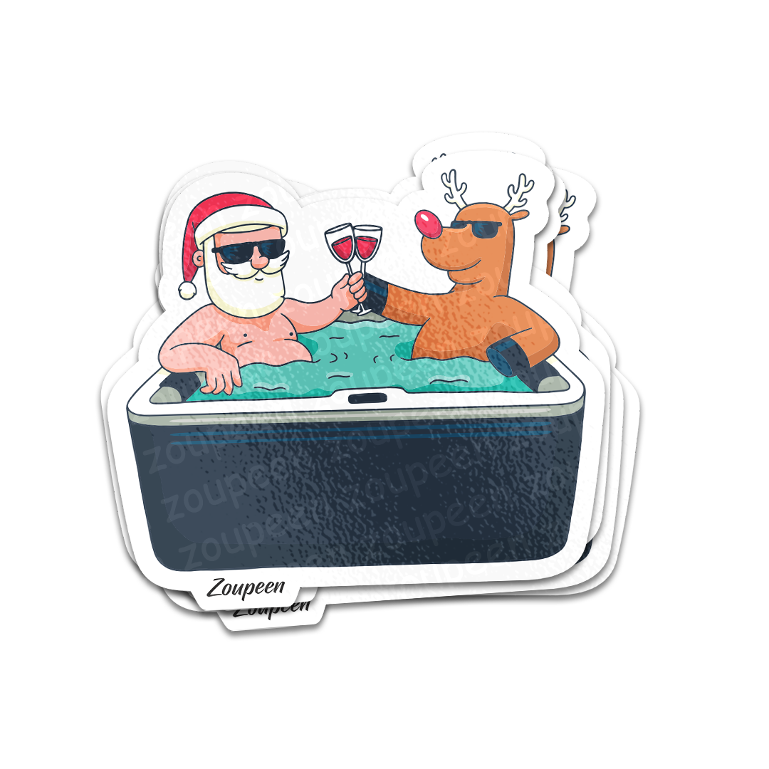 Santa's Jacuzzi Party Sticker