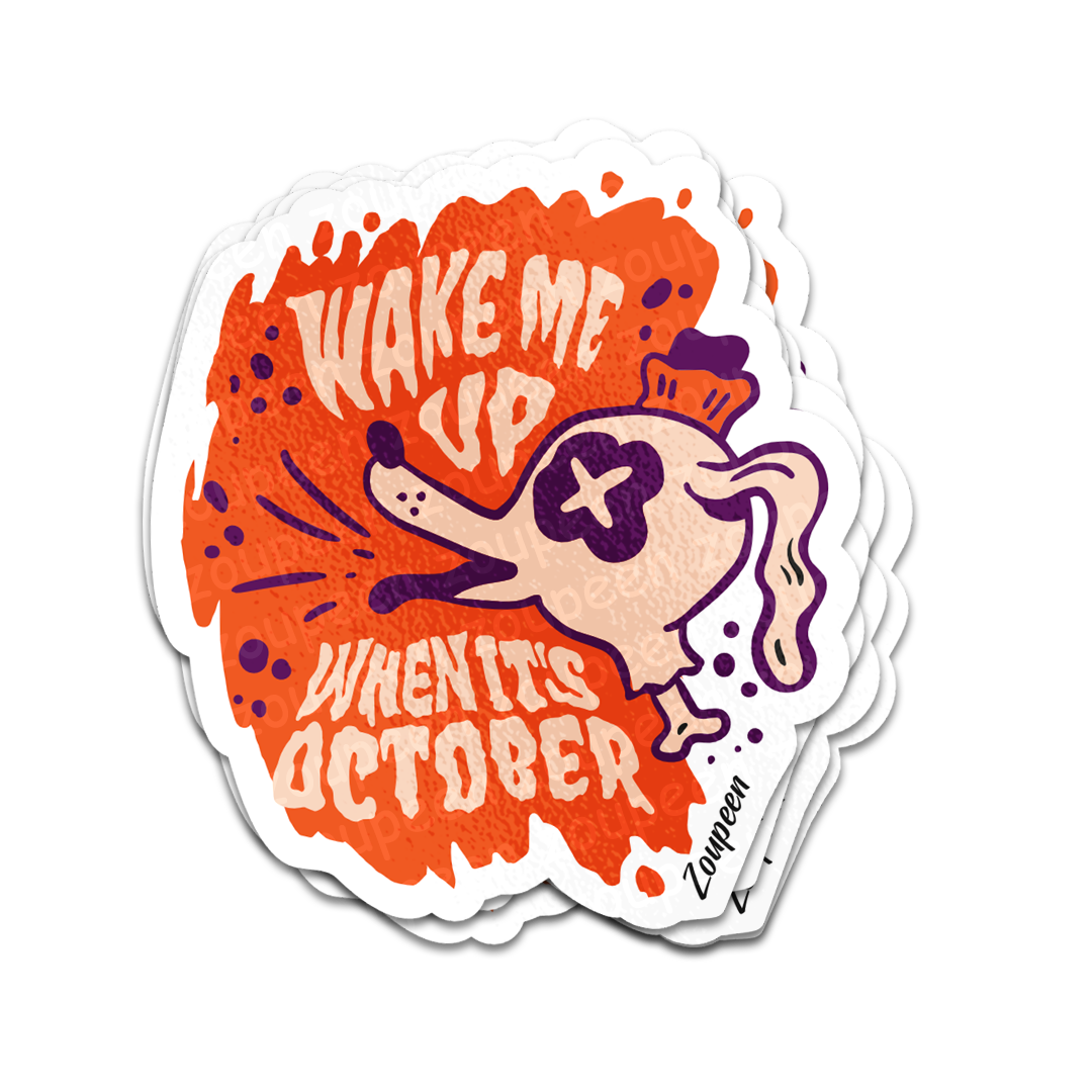 October Snooze Pup Sticker
