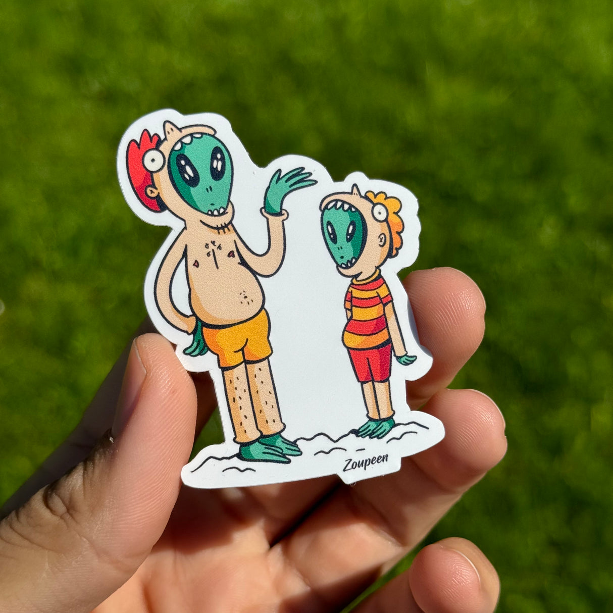 Alien Beach Day Sticker