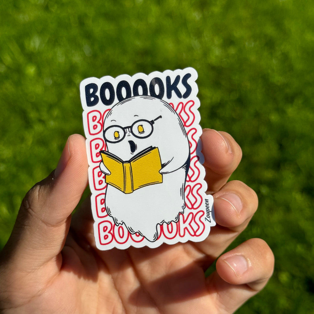 Bookworm Ghost Sticker