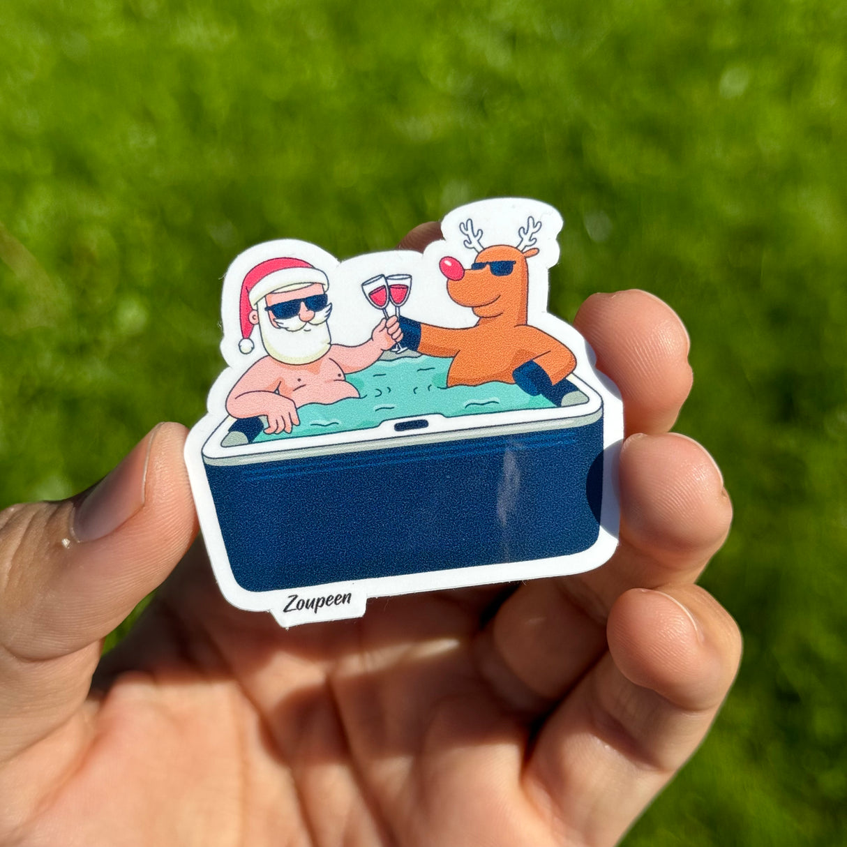Santa's Jacuzzi Party Sticker