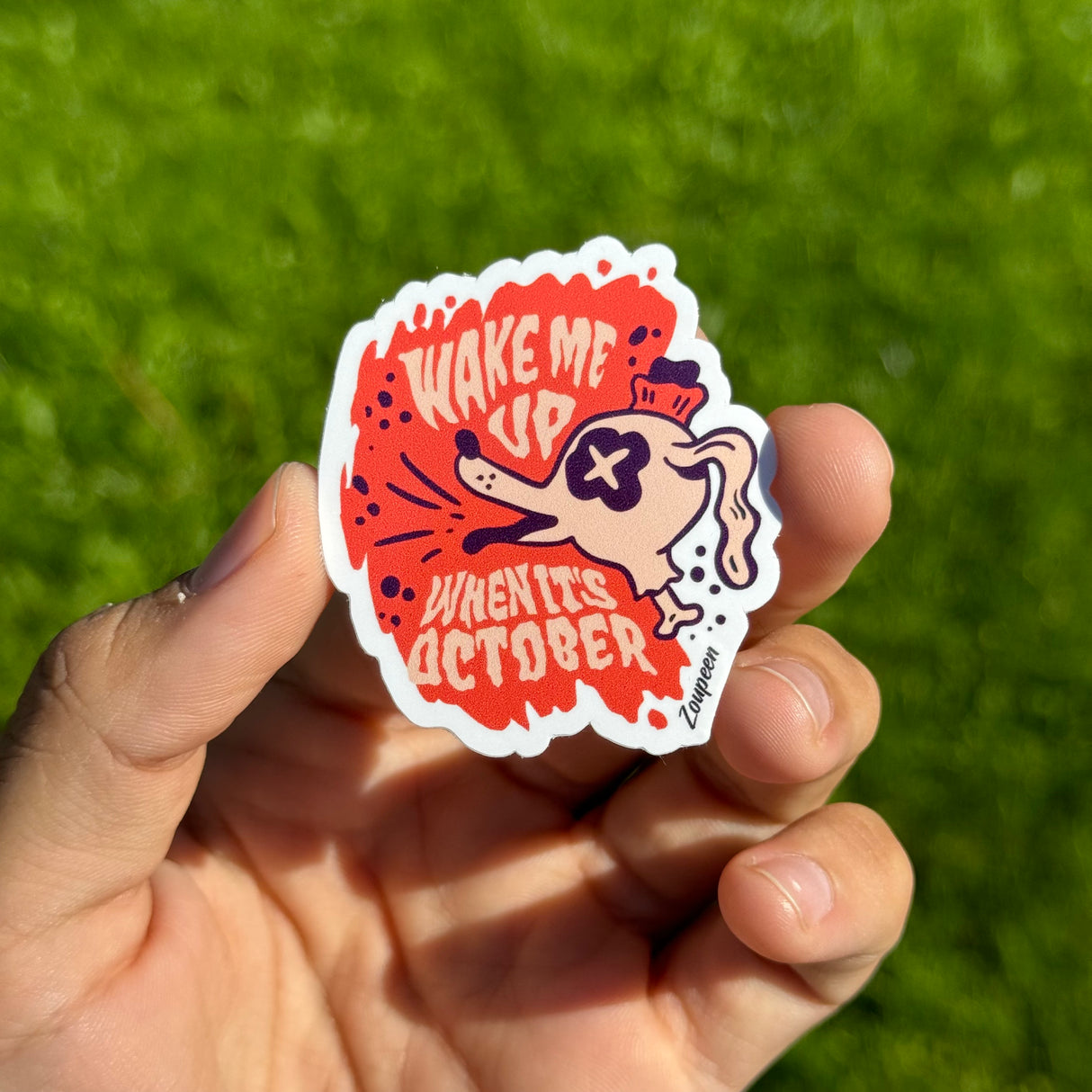 October Snooze Pup Sticker