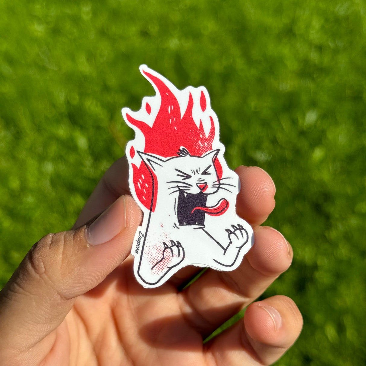 Fiery Feline Fury Sticker
