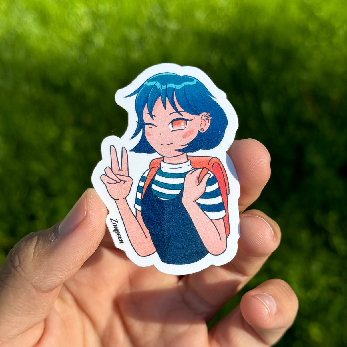 Peace Sign School Girl Sticker