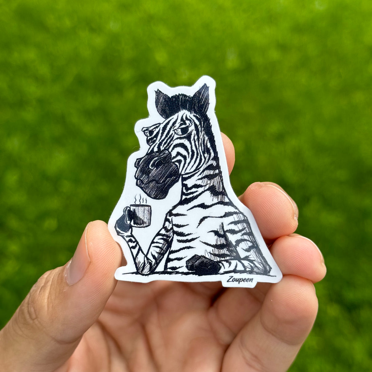 Bored Zebra with Coffee Sticker