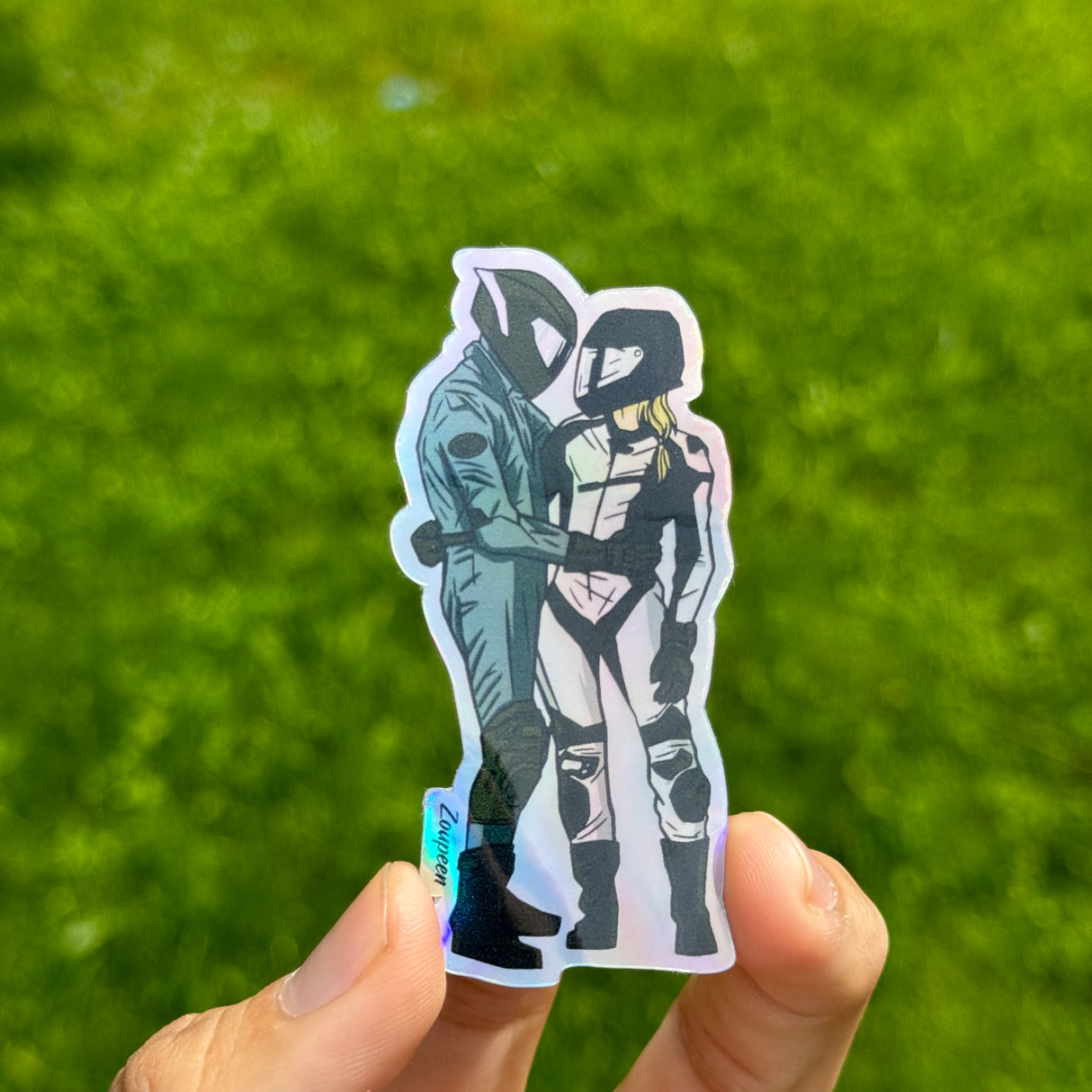 Motorbike Couple Sticker