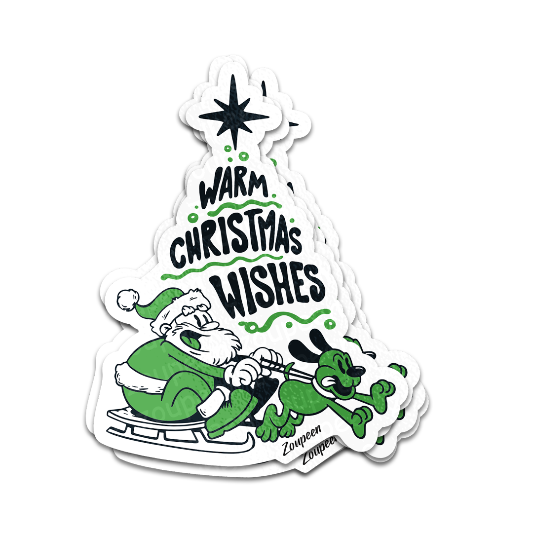 Sleigh Ride Santa Sticker