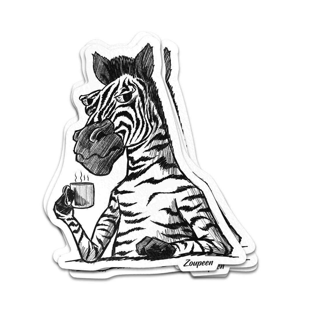 Bored Zebra with Coffee Sticker