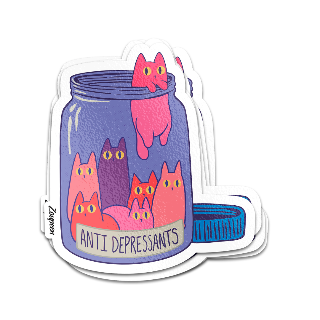 Cat Antidepressants Sticker