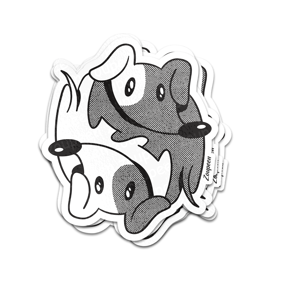 Yin Yang Dogs Sticker