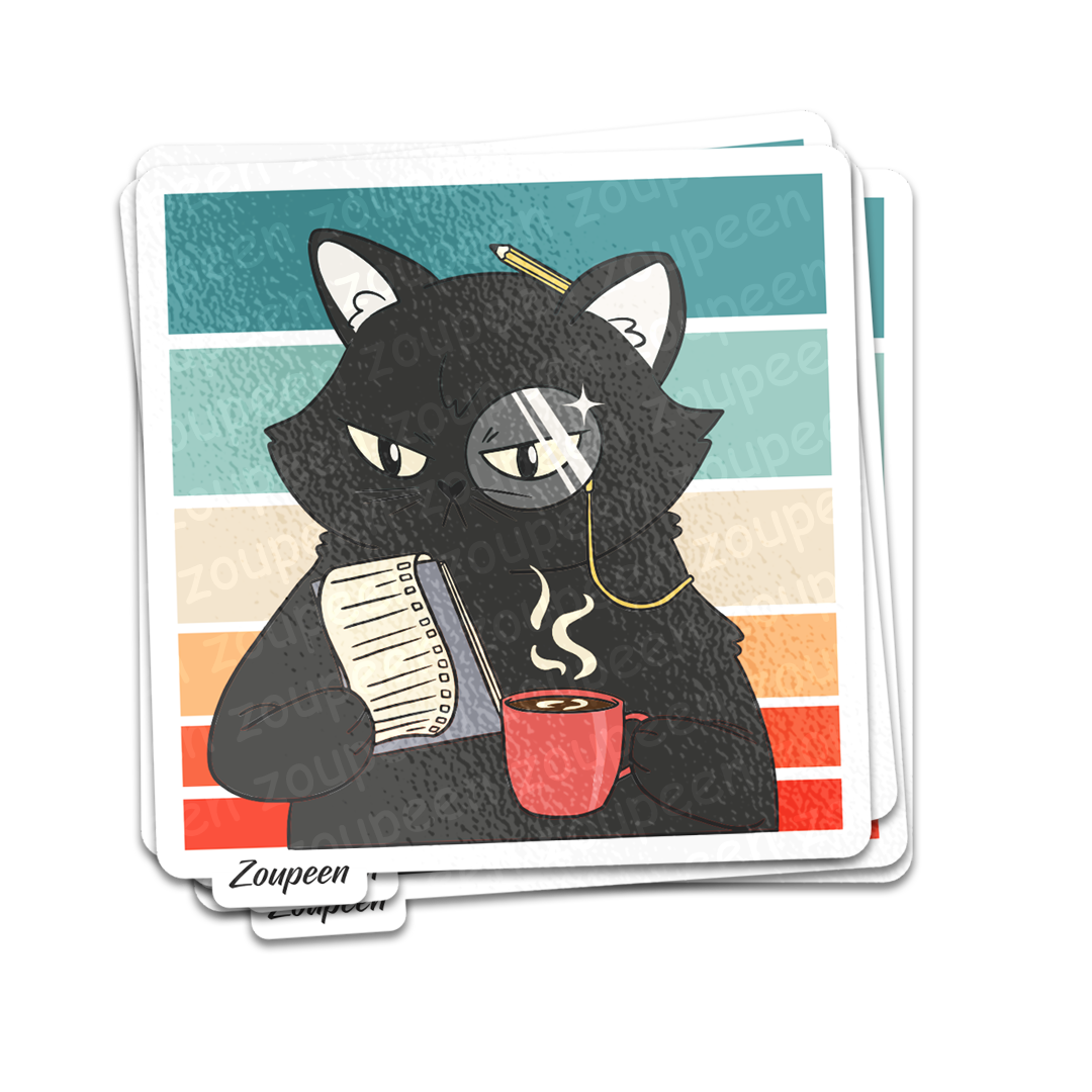 Scholarly Cat Sticker