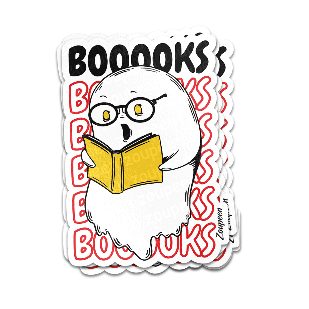 Bookworm Ghost Sticker