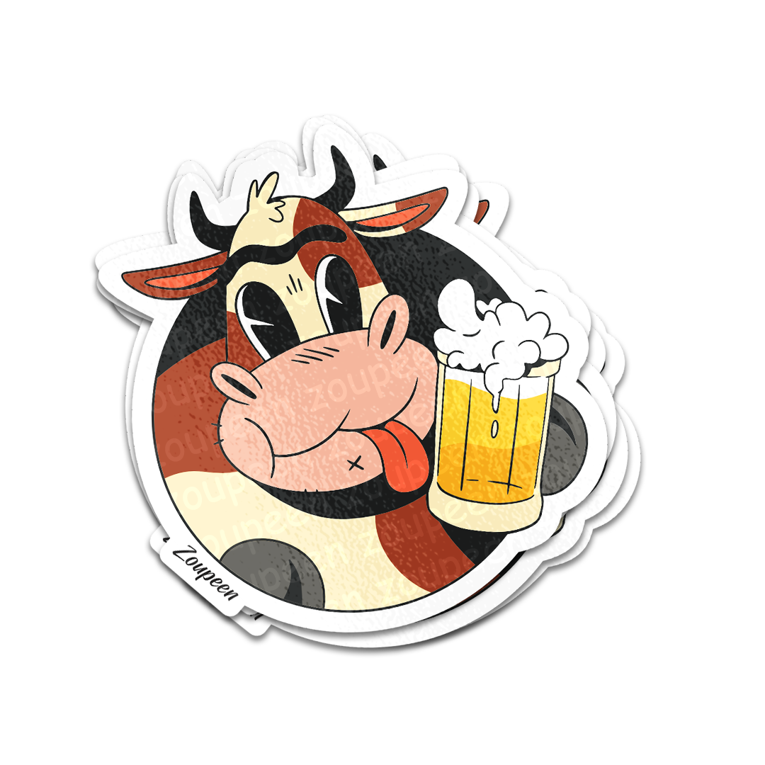 Cheers Cow Sticker