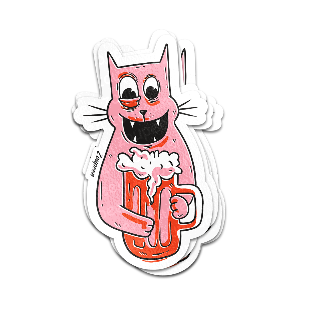 Drunken Cat Shenanigans Sticker
