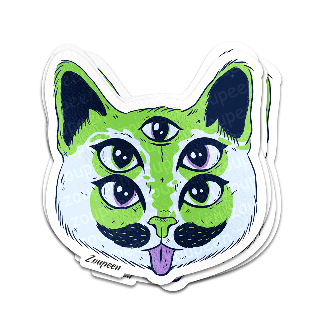 Mystic Multi-Eye Cat Sticker