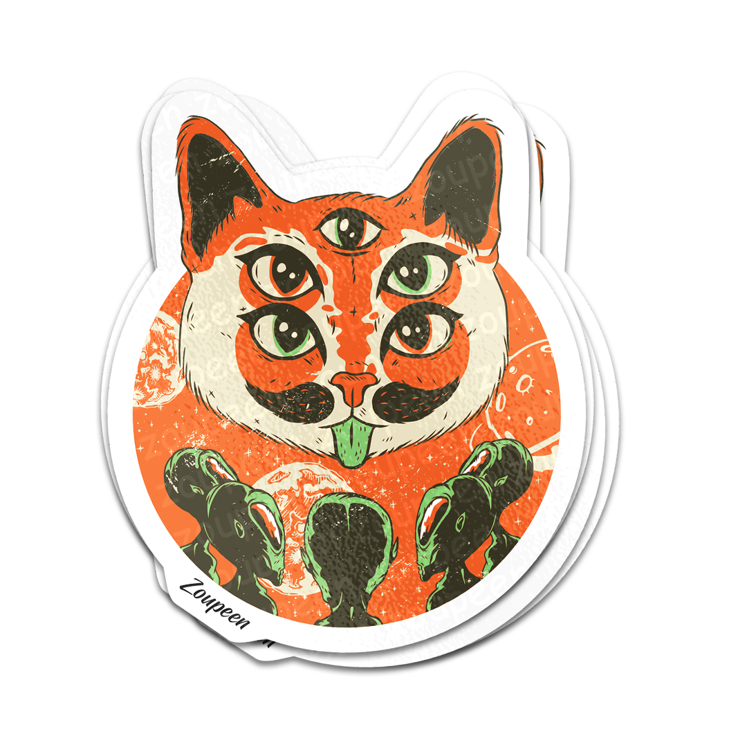 Cosmic Cat Conspiracy Sticker