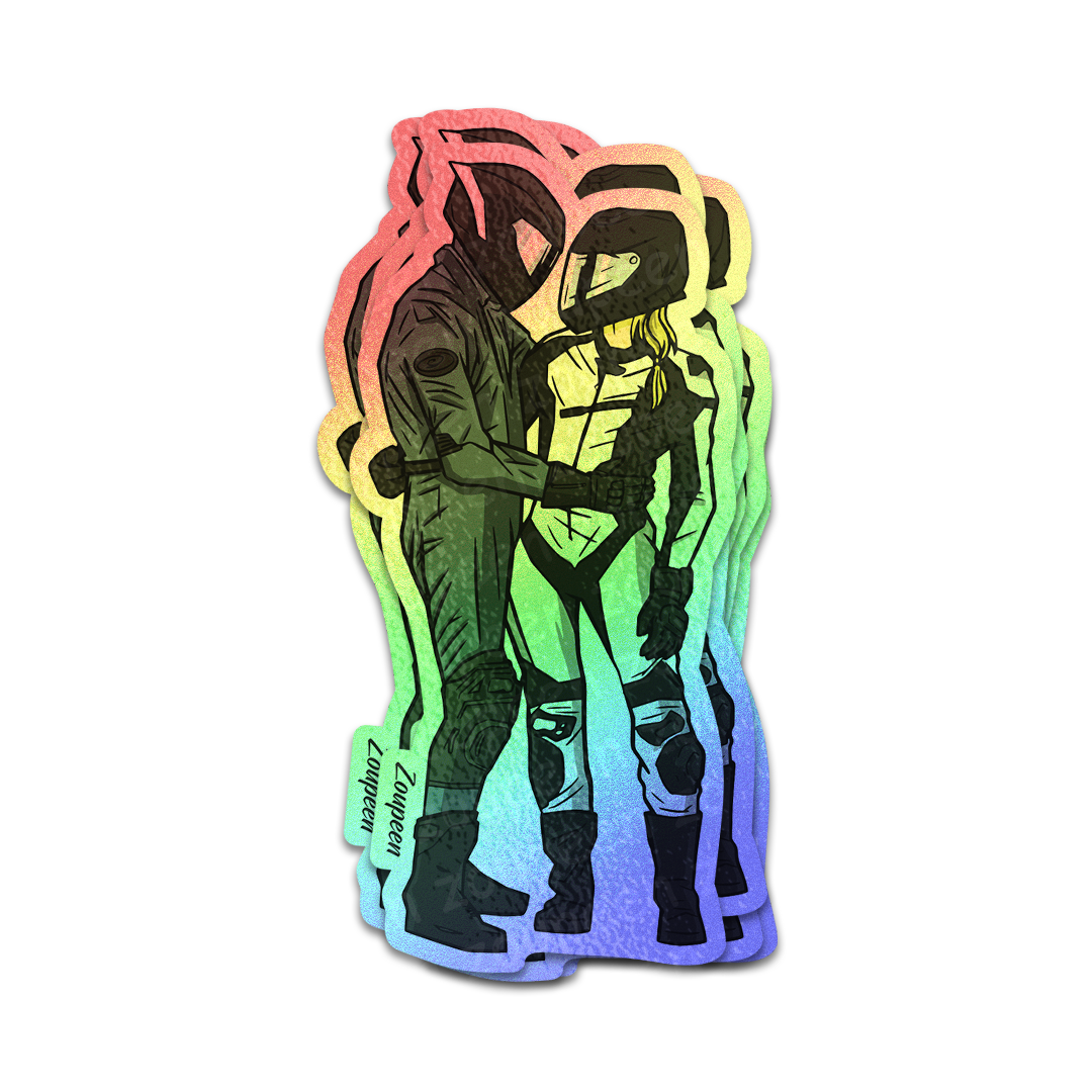 Motorbike Couple Sticker