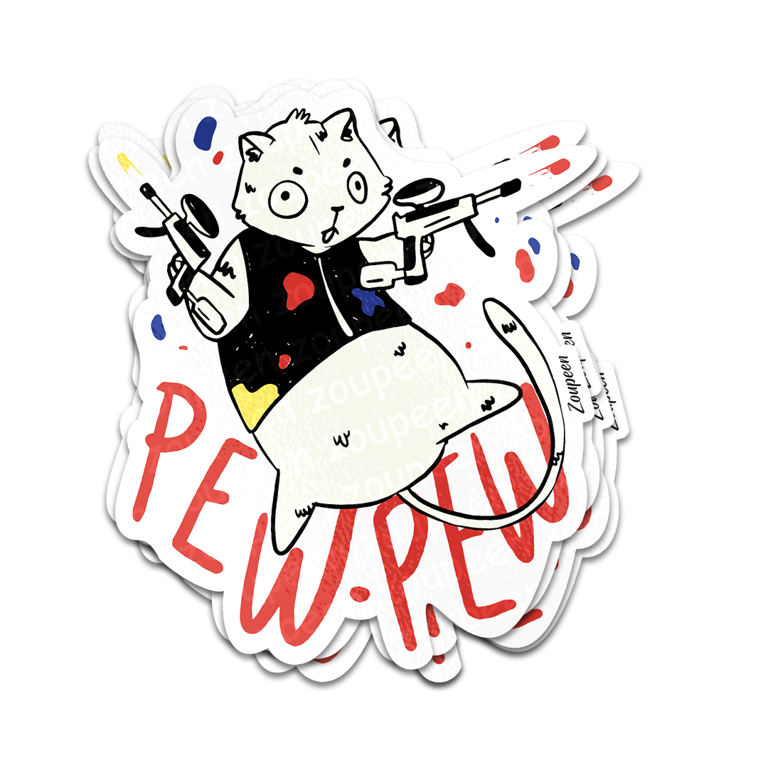 Pew Pew Cat Sticker