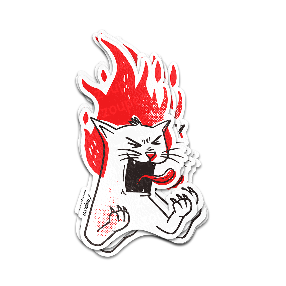 Fiery Feline Fury Sticker
