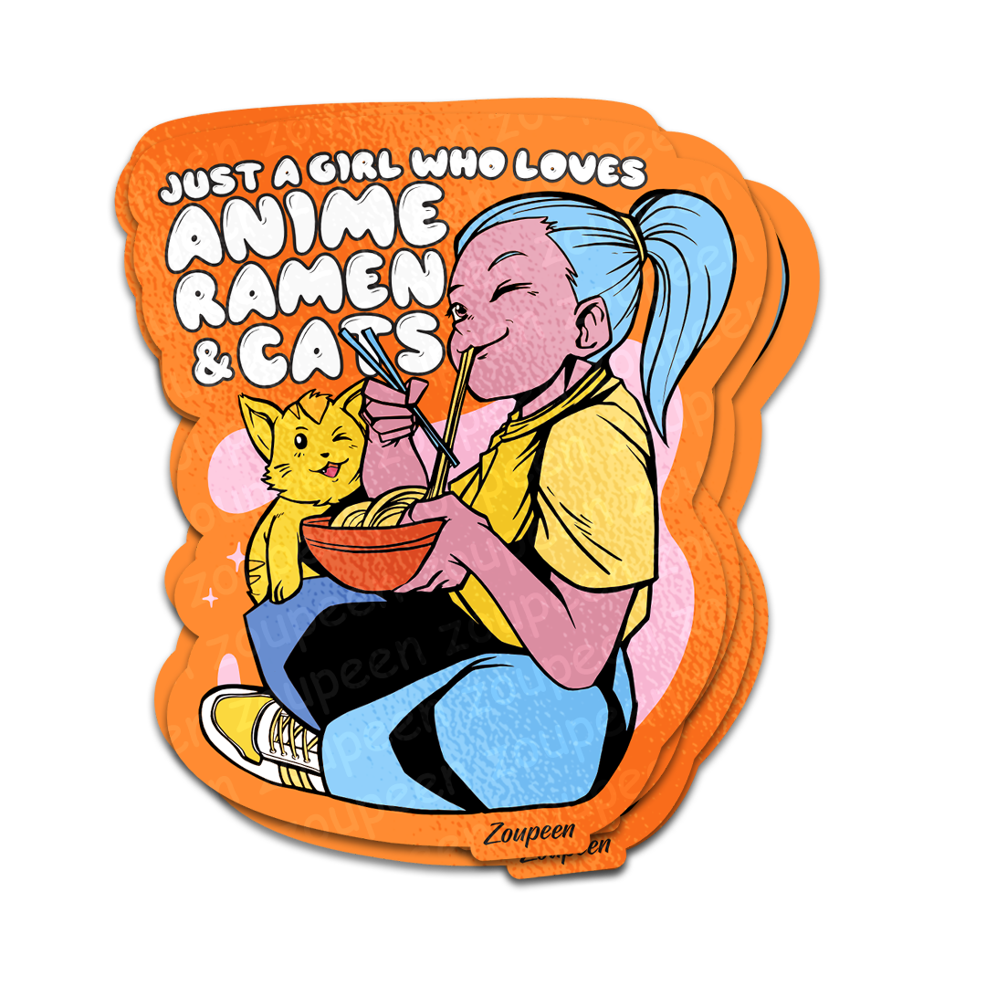 Anime Ramen Cat Girl Sticker