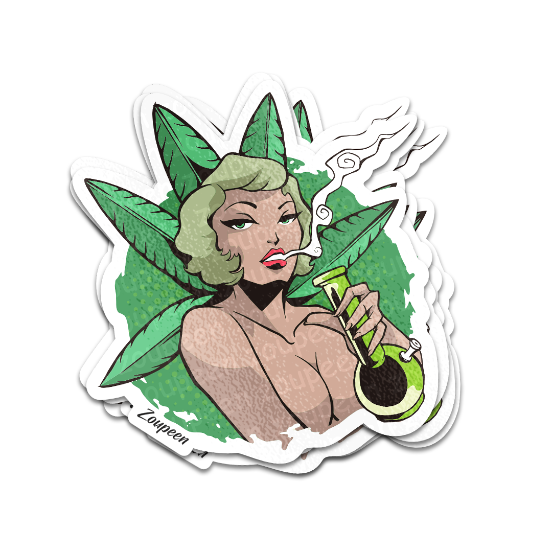 Retro Cannabis Queen Sticker