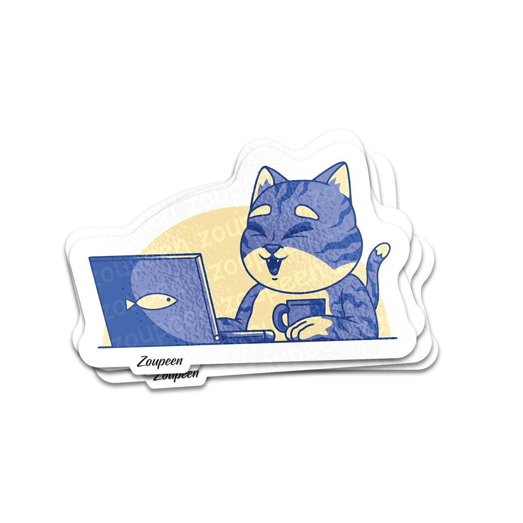 Happy Office Cat Sticker