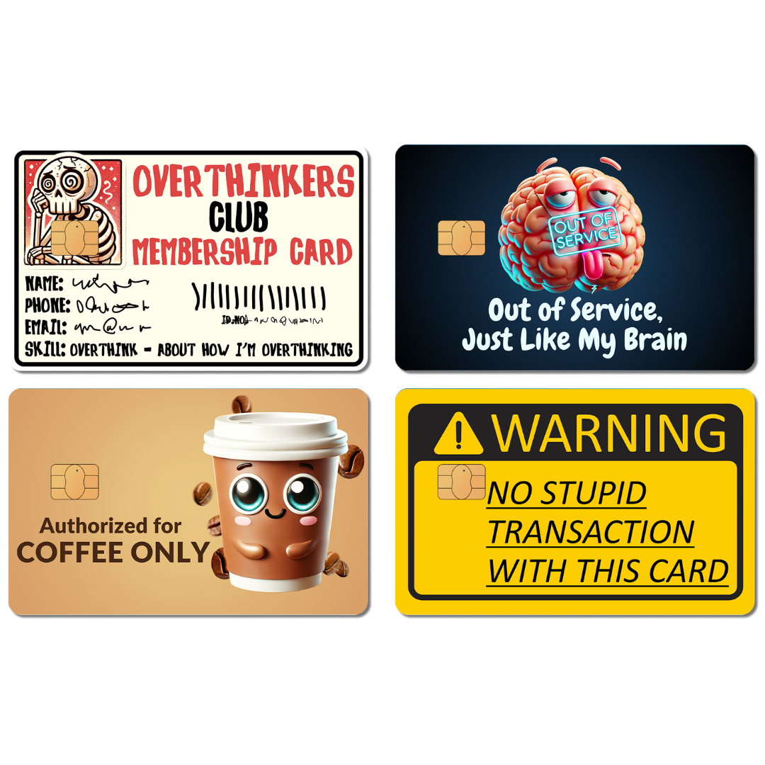 Funny Card Skins – 4 Pack of Hilarious Credit Card Stickers