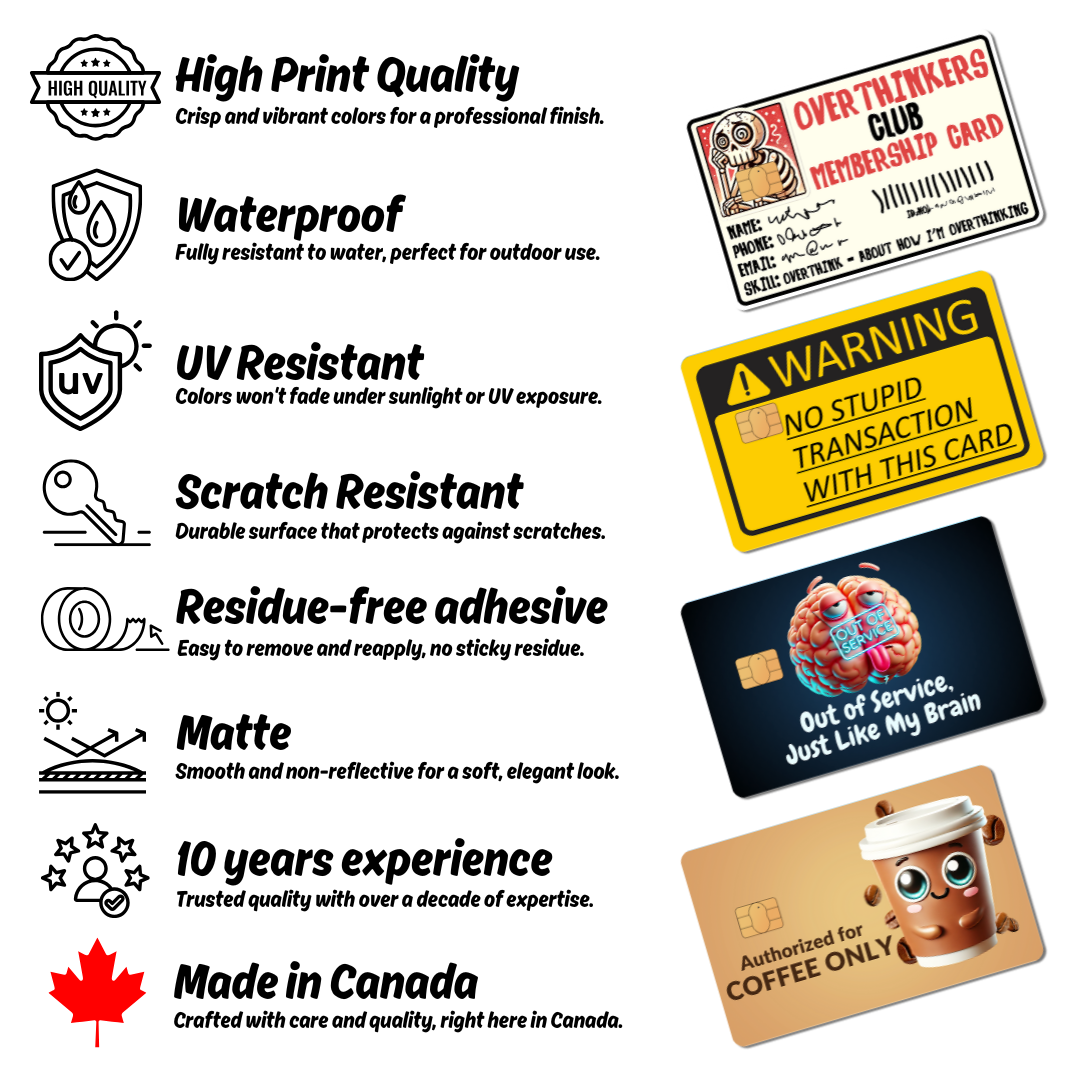 Funny Card Skins – 4 Pack of Hilarious Credit Card Stickers