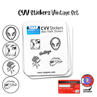 CVV Anti-Theft Stickers: Vintage Set