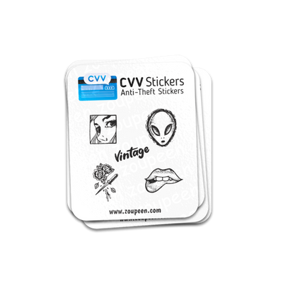 CVV Anti-Theft Stickers: Vintage Set