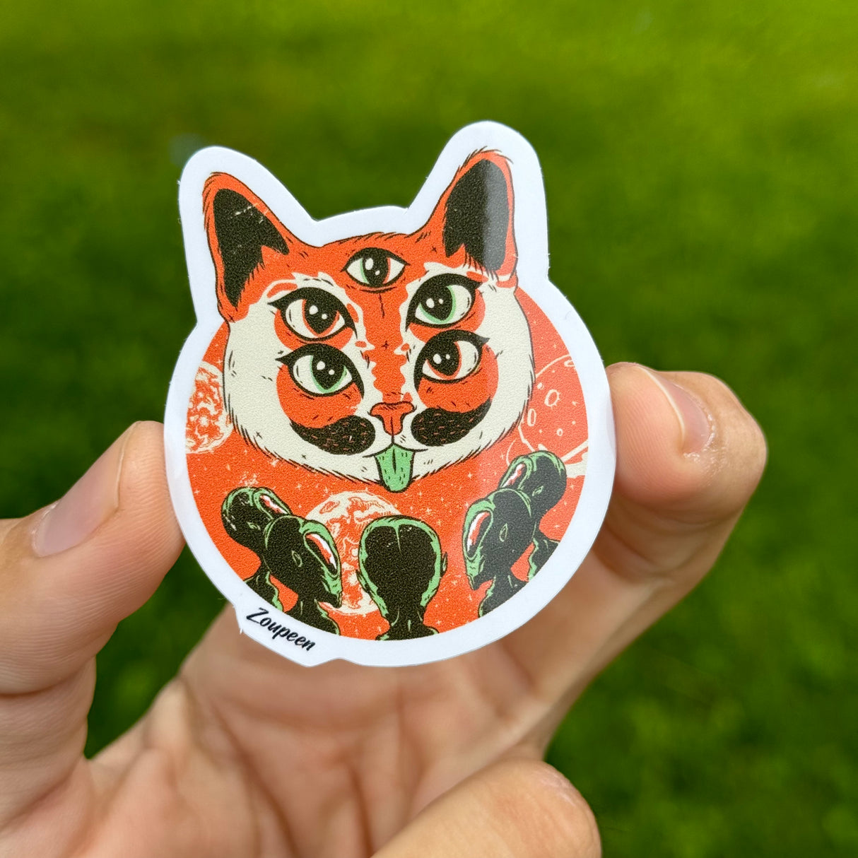Cosmic Cat Conspiracy Sticker