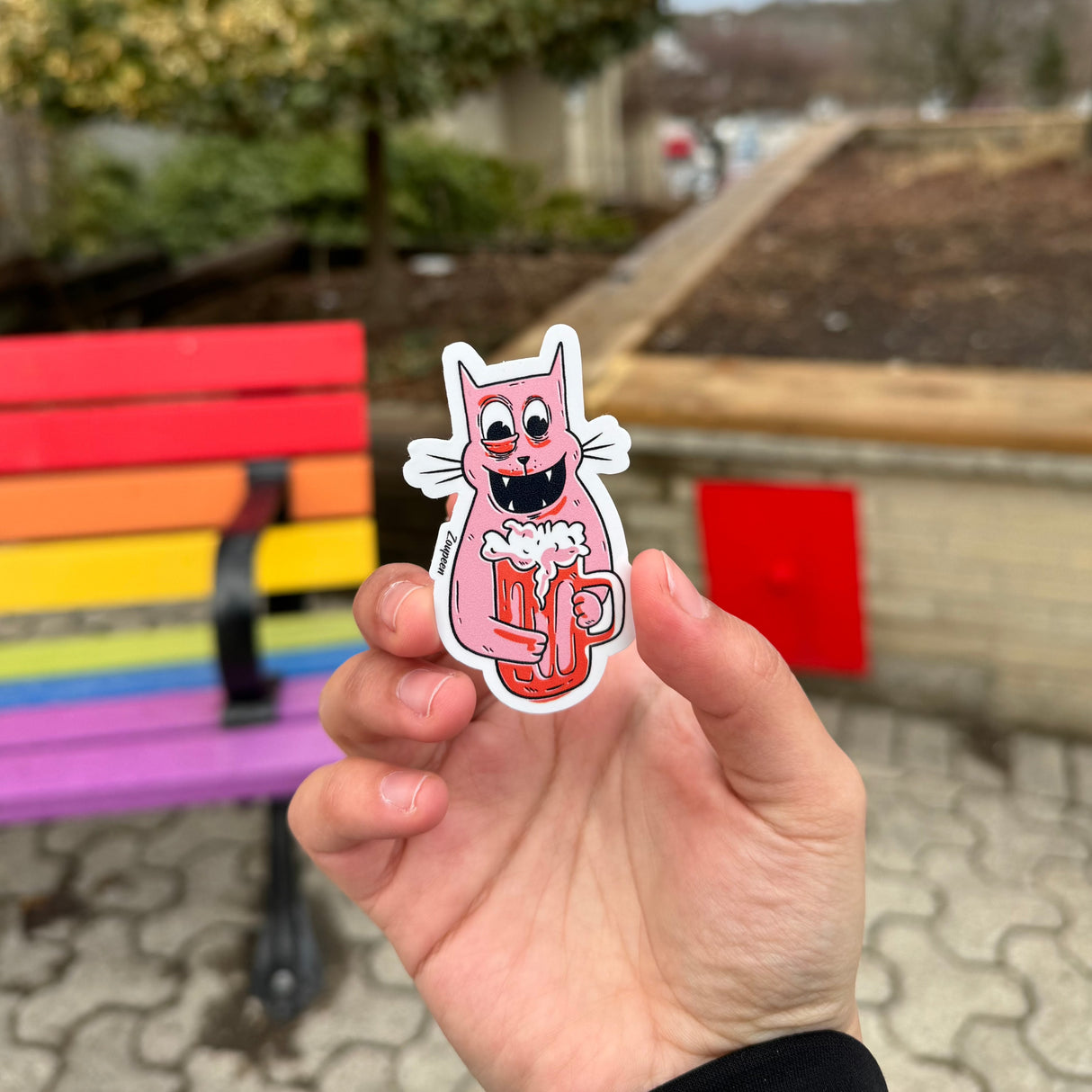 Drunken Cat Shenanigans Sticker