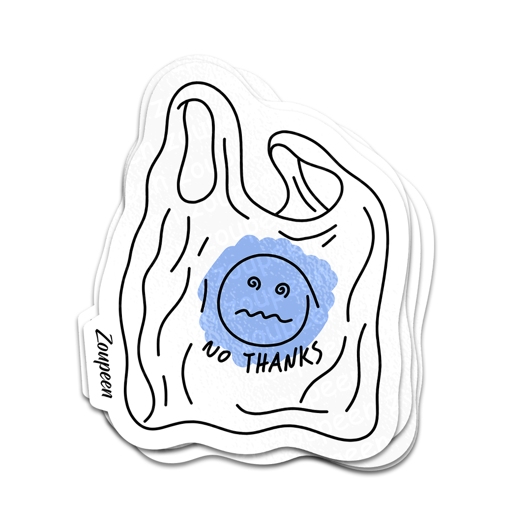 No Thanks Plastic Bag Sticker