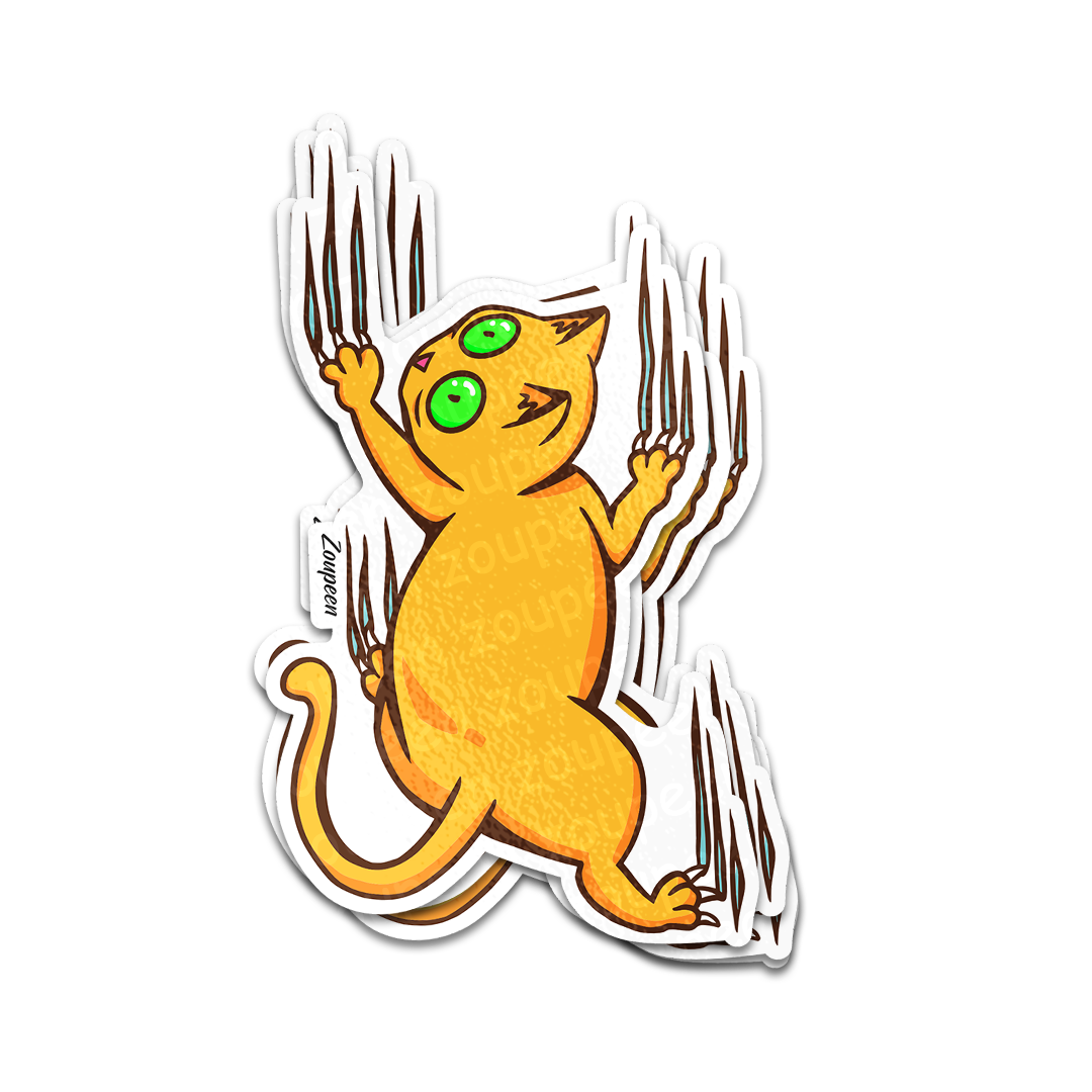 Scratching Cat Sticker