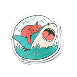 Shark Rider Kitten Sticker